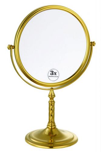 золотое настольное зеркало 2 стороннее, увеличительное х3