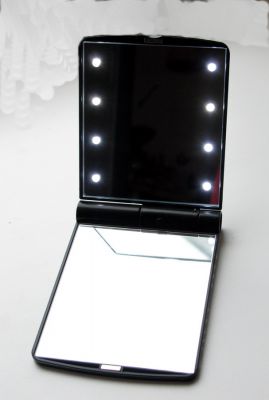 карманное косметическое зеркало с подсветкой на светодиодах PC-8529-black