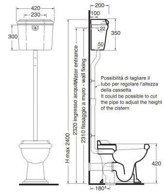 Azzurra Jubilaeum JUB100/P+JUB400/С Унитаз напольный с высоким бачком 